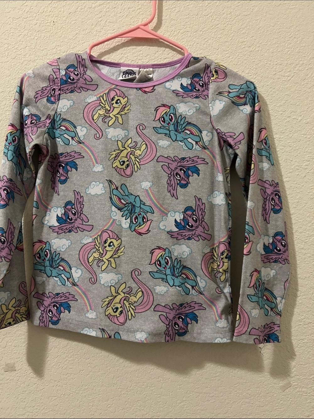 My Little Pony Long Sleeve Top in Gray with Pink, Blue & Yellow Ponies